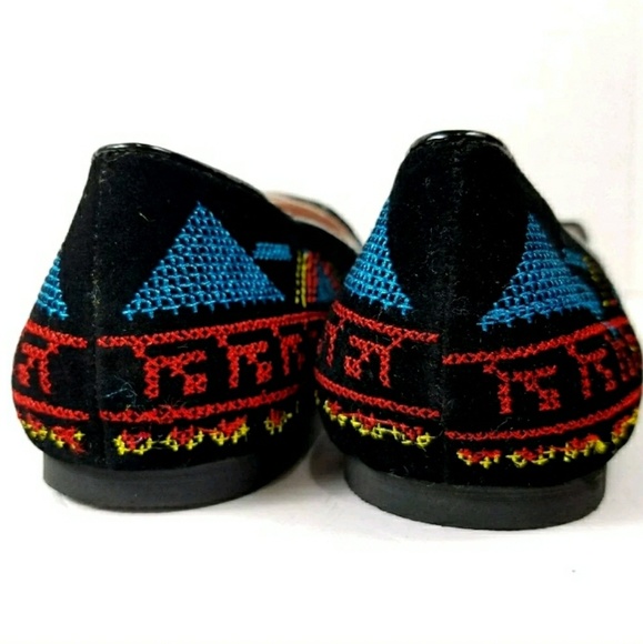 Embroidered Smoking Slipper Flats Boho Aztec Yoki - Picture 6 of 8